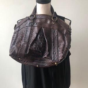 Braciano Brown Croc Look Satchel